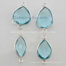 925 Sterling Silber Aqua Quartz Lünette Einstellung Steckverbinder